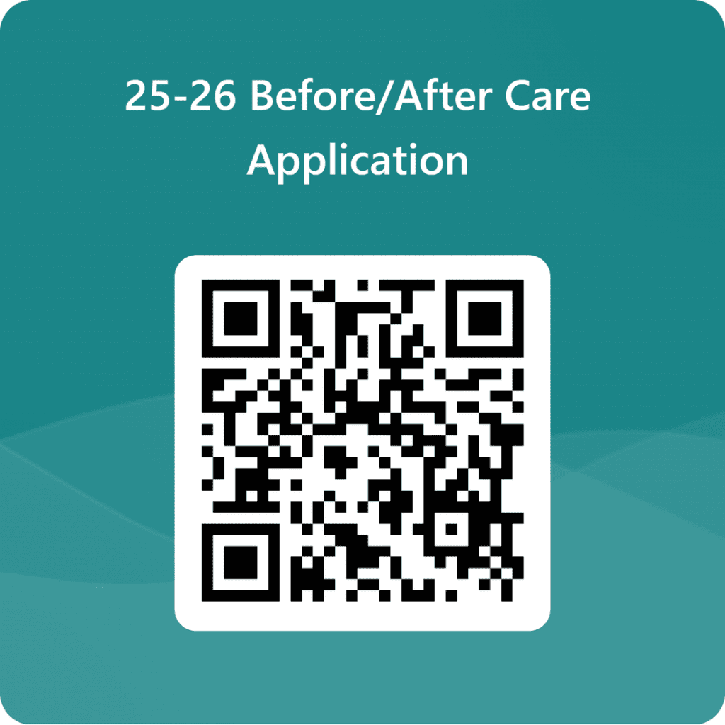 QR code for before/after care application.
